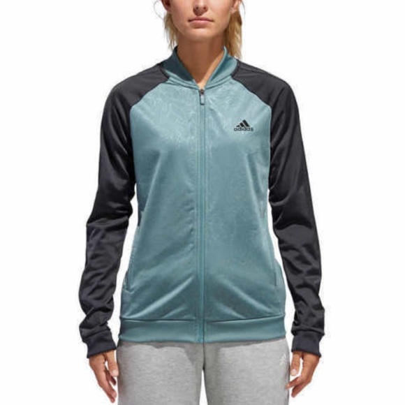 ADIDAS WOMEN'S FLORAL EMBOSSED TRACK JACKET - Picture 2 of 7